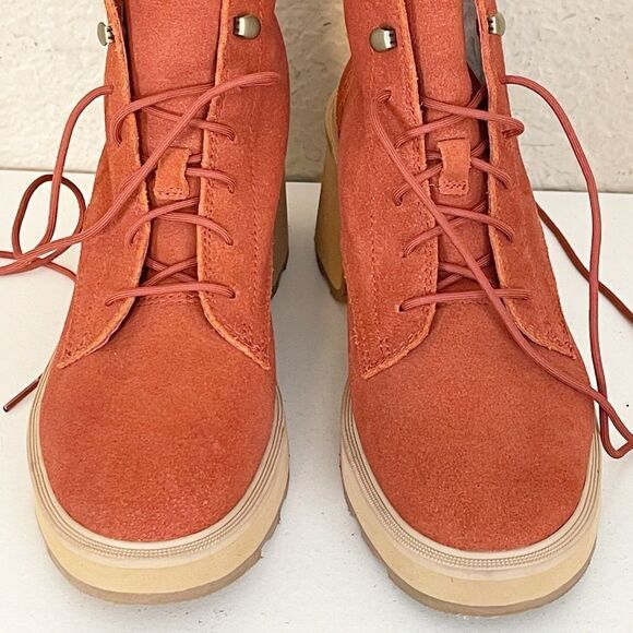 Sorel Hi Line waterproof lace up platform combat boot in orange 8 - Picture 10 of 13